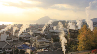 別府湯けむり風景